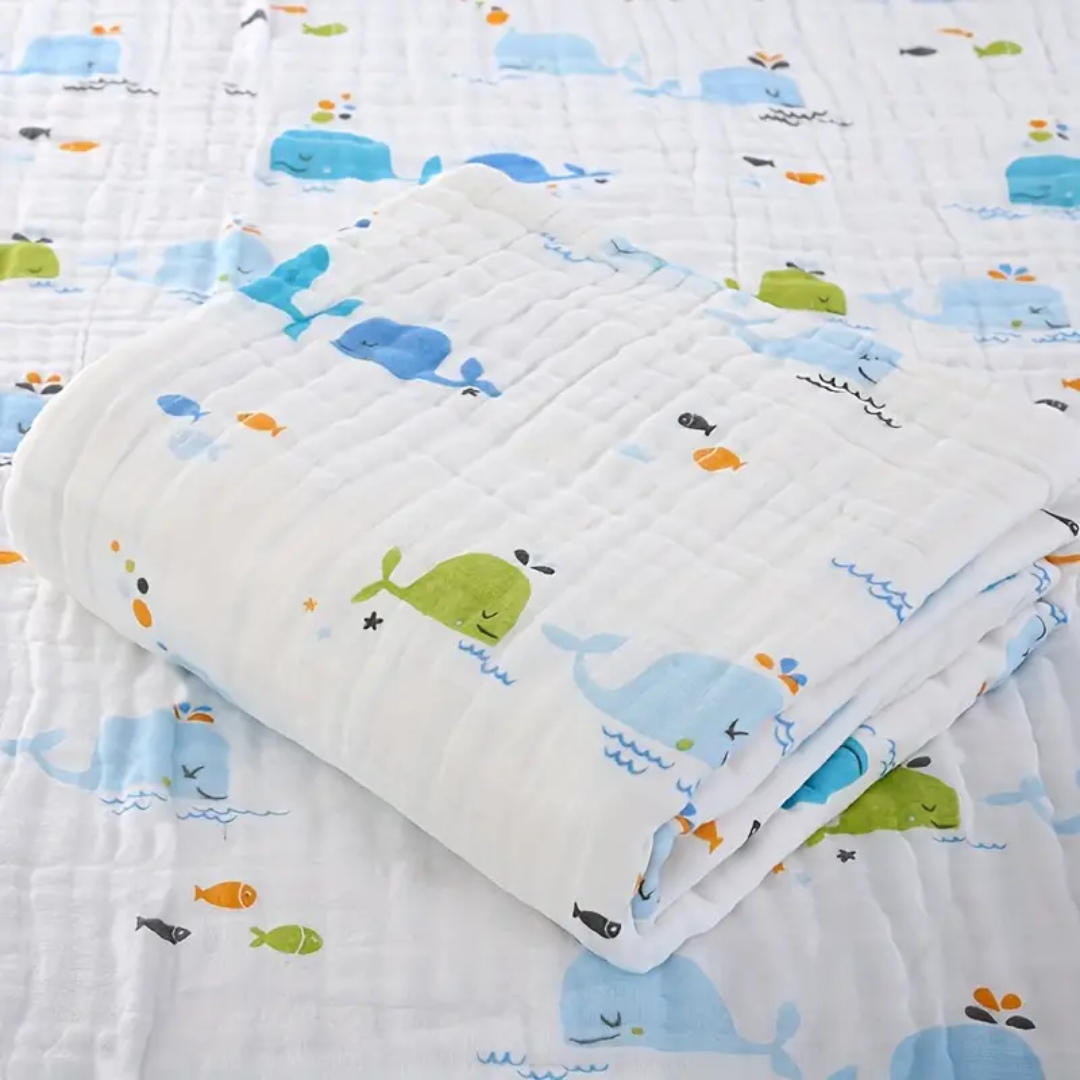 Ultra-Soft 4-Layer Gauze Baby Bath Towel - Super Absorbent & Gentle for Sensitive Skin