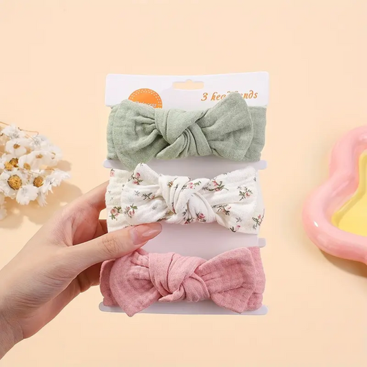 Darbiny 3pcs Cute Bunny Ear Bow Headbands for Girls - Soft Polyester, Perfect for Everyday & Casual Wear