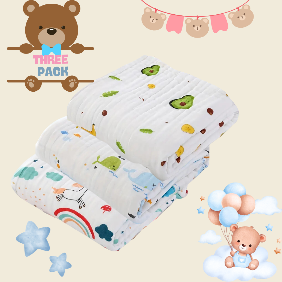 Ultra-Soft 4-Layer Gauze Baby Bath Towel - Super Absorbent & Gentle for Sensitive Skin