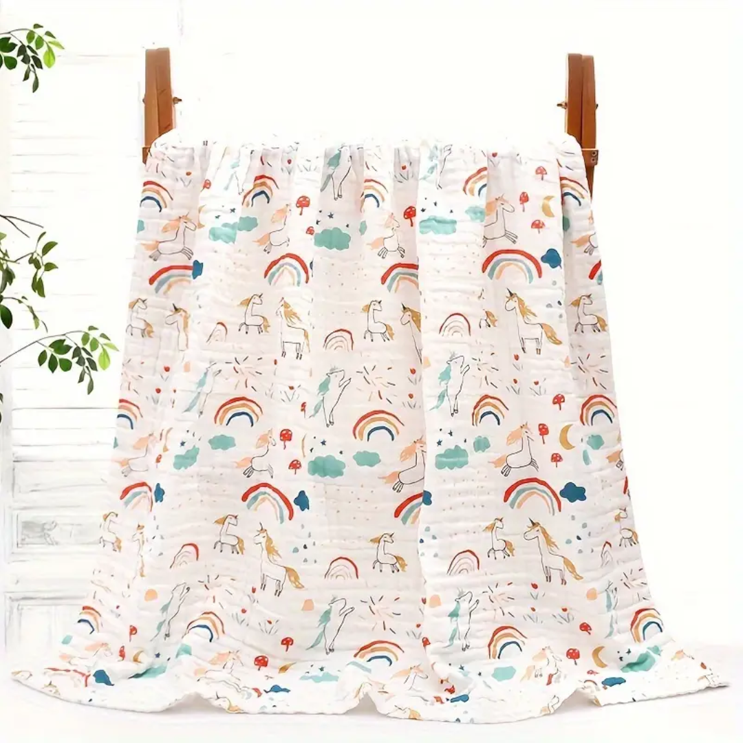 Ultra-Soft 4-Layer Gauze Baby Bath Towel - Super Absorbent & Gentle for Sensitive Skin