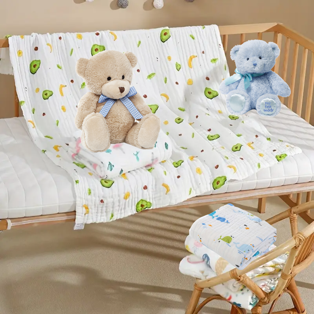 Ultra-Soft 4-Layer Gauze Baby Bath Towel - Super Absorbent & Gentle for Sensitive Skin