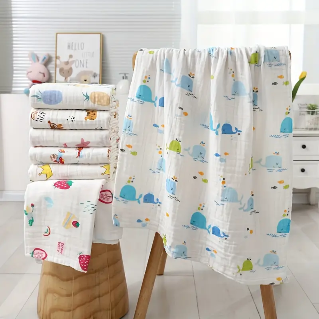 Ultra-Soft 4-Layer Gauze Baby Bath Towel - Super Absorbent & Gentle for Sensitive Skin