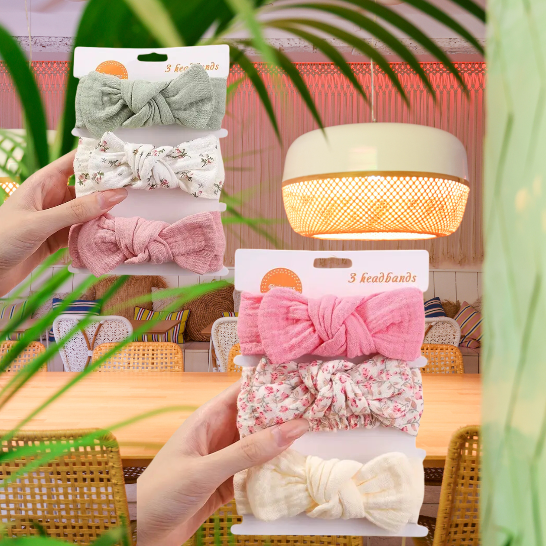 Darbiny 3pcs Cute Bunny Ear Bow Headbands for Girls - Soft Polyester, Perfect for Everyday & Casual Wear