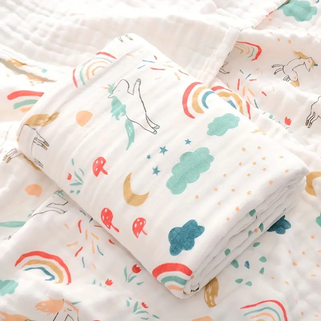 Ultra-Soft 4-Layer Gauze Baby Bath Towel - Super Absorbent & Gentle for Sensitive Skin