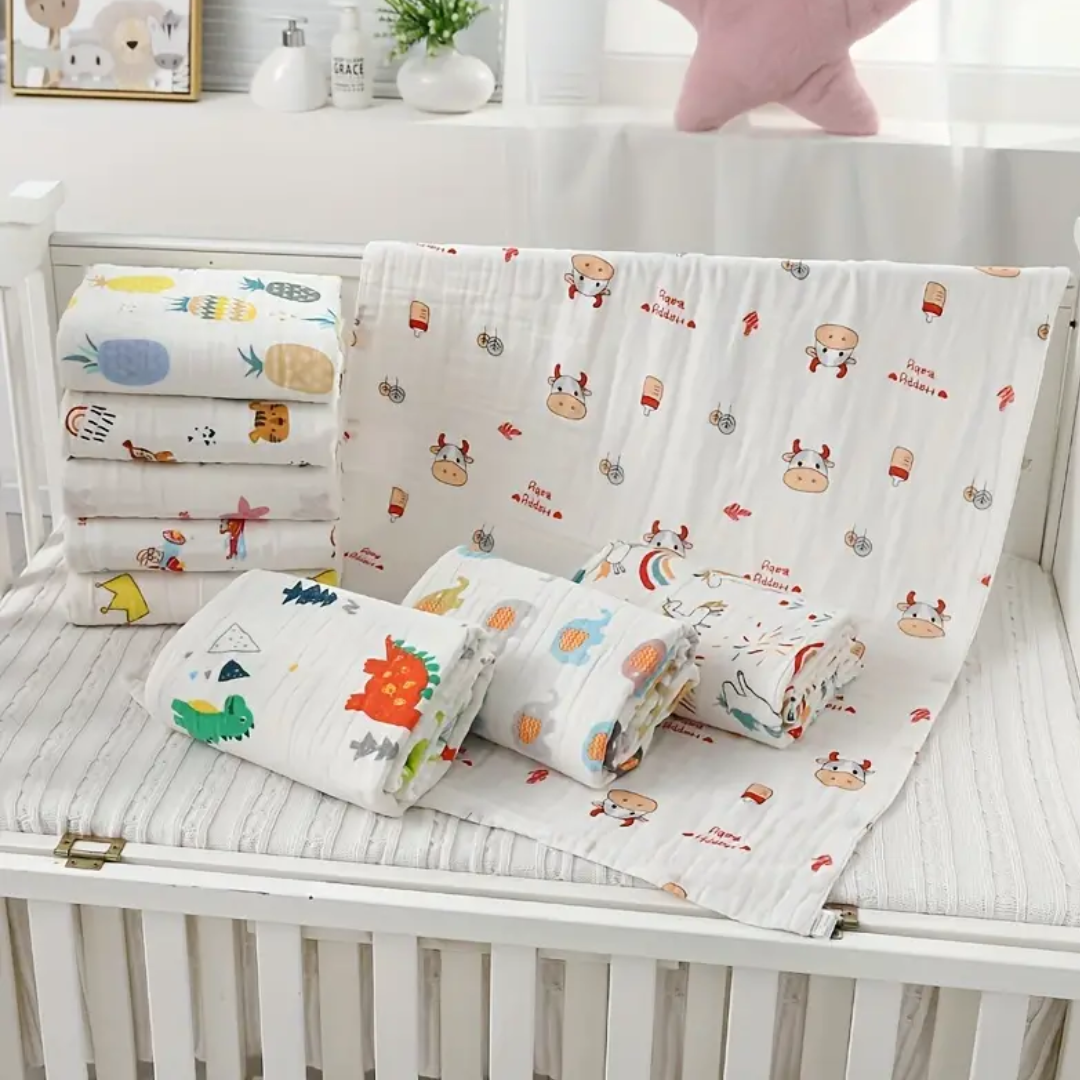 Ultra-Soft 4-Layer Gauze Baby Bath Towel - Super Absorbent & Gentle for Sensitive Skin