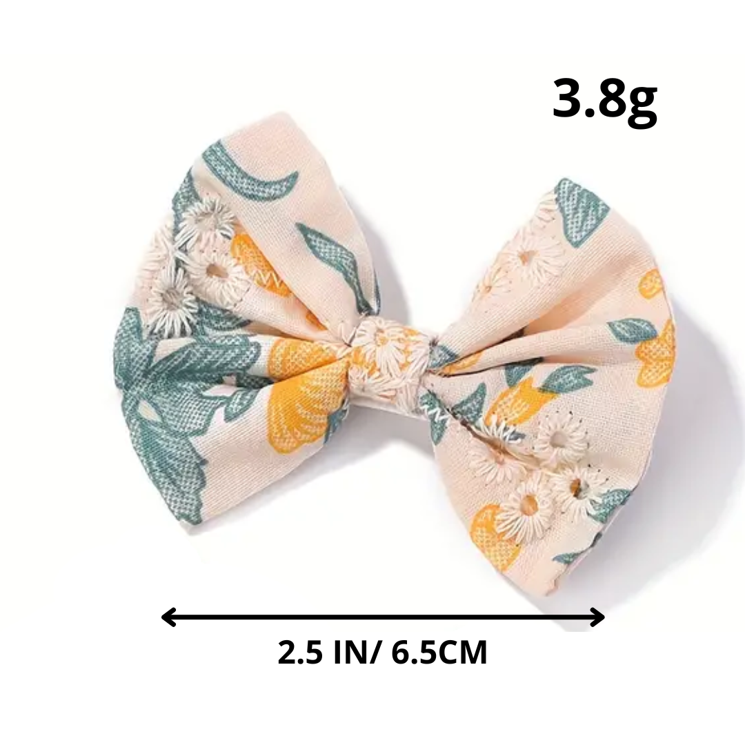 10pcs Cute Lady Hair Clip, Bow Fabric Print Hair Accessories For Baby Girls
