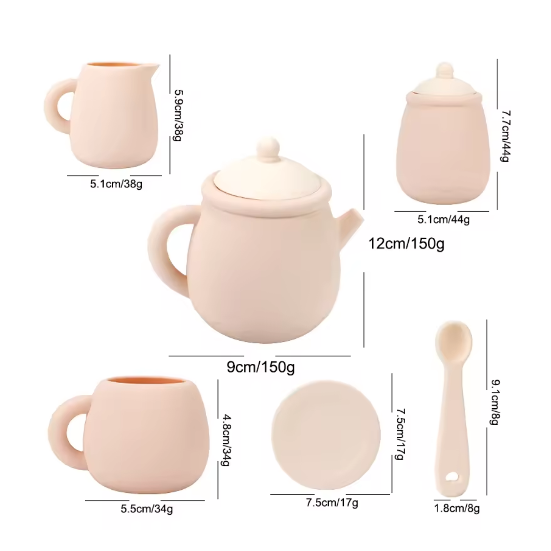 7-Piece Silicone Tea Set - 100% Food Grade, BPA-Free, Soft & Flexible Tableware, Perfect for Christmas, Halloween, Thanksgiving, New Year's & Valentine's Day Gifts