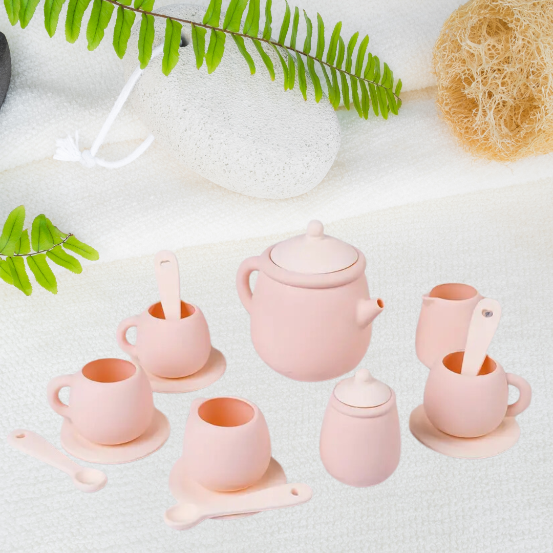 7-Piece Silicone Tea Set - 100% Food Grade, BPA-Free, Soft & Flexible Tableware, Perfect for Christmas, Halloween, Thanksgiving, New Year's & Valentine's Day Gifts