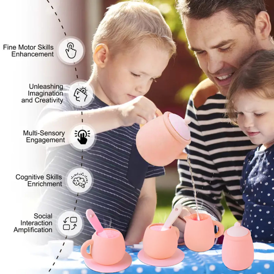 7-Piece Silicone Tea Set - 100% Food Grade, BPA-Free, Soft & Flexible Tableware, Perfect for Christmas, Halloween, Thanksgiving, New Year's & Valentine's Day Gifts