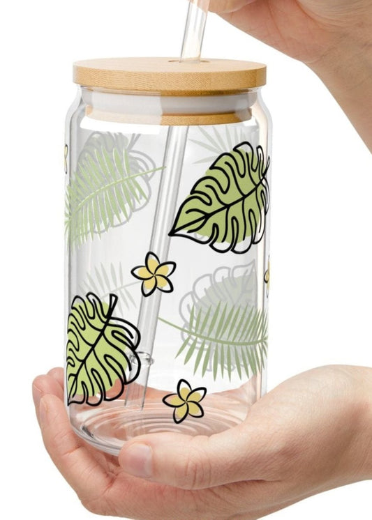 Tumbler with Lid & Straw – Cute Design Iced Coffee 16 oz, Smoothie Cup, Clear Coffee Mug – Perfect Gift for Moms, Birthdays & Holidays,Christmas