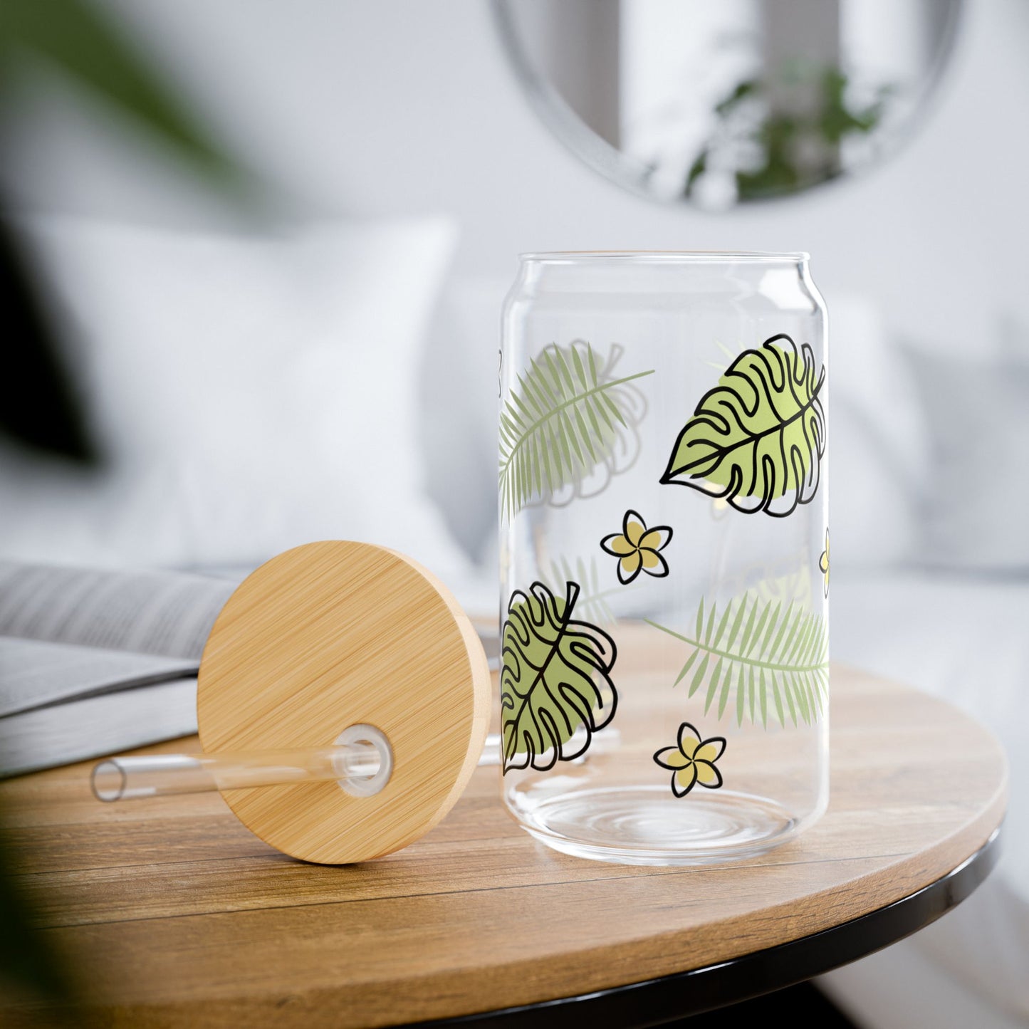 Tumbler with Lid & Straw – Cute Design Iced Coffee 16 oz, Smoothie Cup, Clear Coffee Mug – Perfect Gift for Moms, Birthdays & Holidays,Christmas