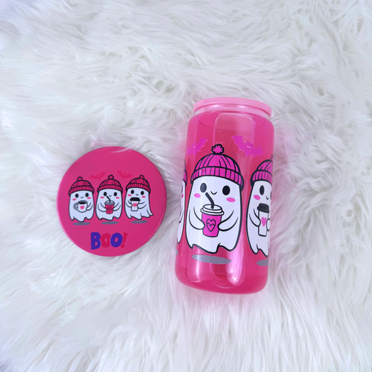 Halloween 16 oz Snow Globe Tumbler with Matching Coaster – Festive Drinkware Set