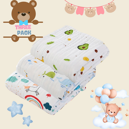 Ultra-Soft 4-Layer Gauze Baby Bath Towel - Super Absorbent & Gentle for Sensitive Skin