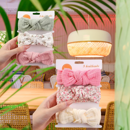 Darbiny 3pcs Cute Bunny Ear Bow Headbands for Girls - Soft Polyester, Perfect for Everyday & Casual Wear