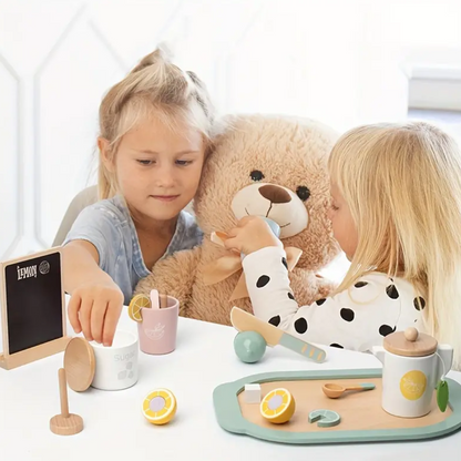 Wooden Simulative Lemon Tea Toy Set - Interactive Afternoon Tea Play House Game, Educational Kitchen Toy Gift for Kids