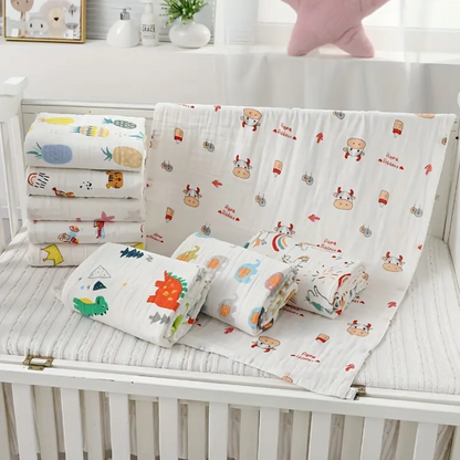 Ultra-Soft 4-Layer Gauze Baby Bath Towel - Super Absorbent & Gentle for Sensitive Skin