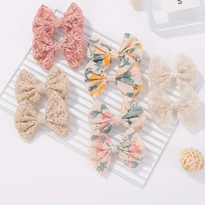 10pcs Cute Lady Hair Clip, Bow Fabric Print Hair Accessories For Baby Girls