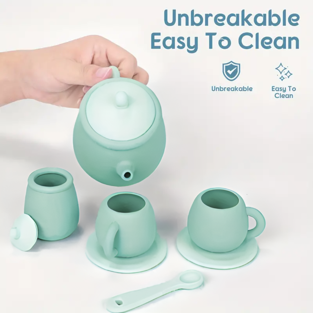 7-Piece Silicone Tea Set - 100% Food Grade, BPA-Free, Soft & Flexible Tableware, Perfect for Christmas, Halloween, Thanksgiving, New Year's & Valentine's Day Gifts